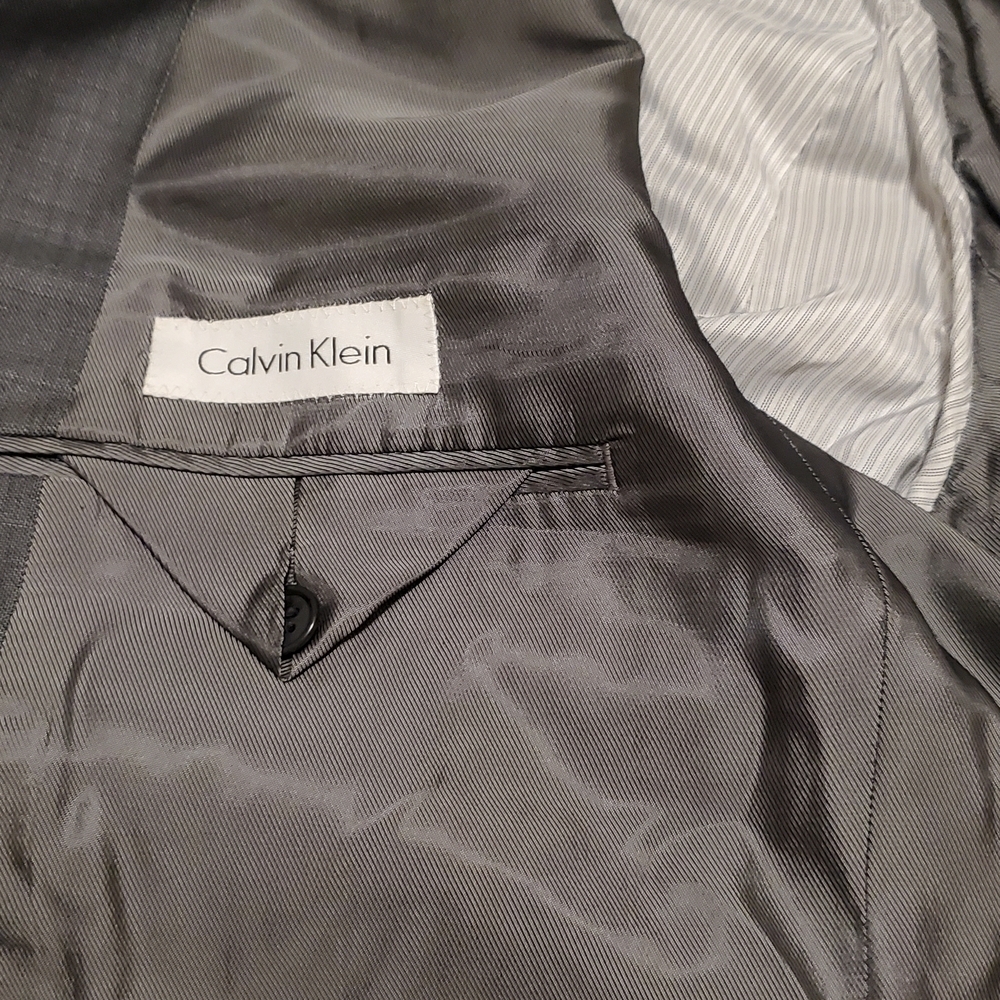 Calvin Klein Charcoal Blazer Suit Coat - Picture 2 of 11